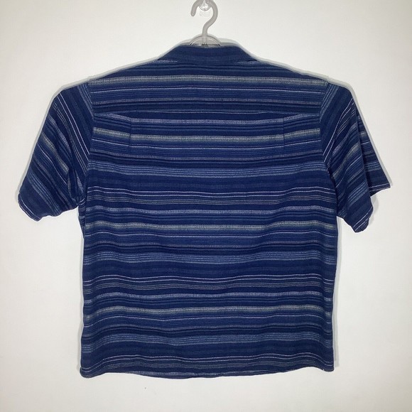 Pendleton Mens Short Sleeve Button Up Shirt Blue Striped Size XXL‎ Fitted - Picture 3 of 6